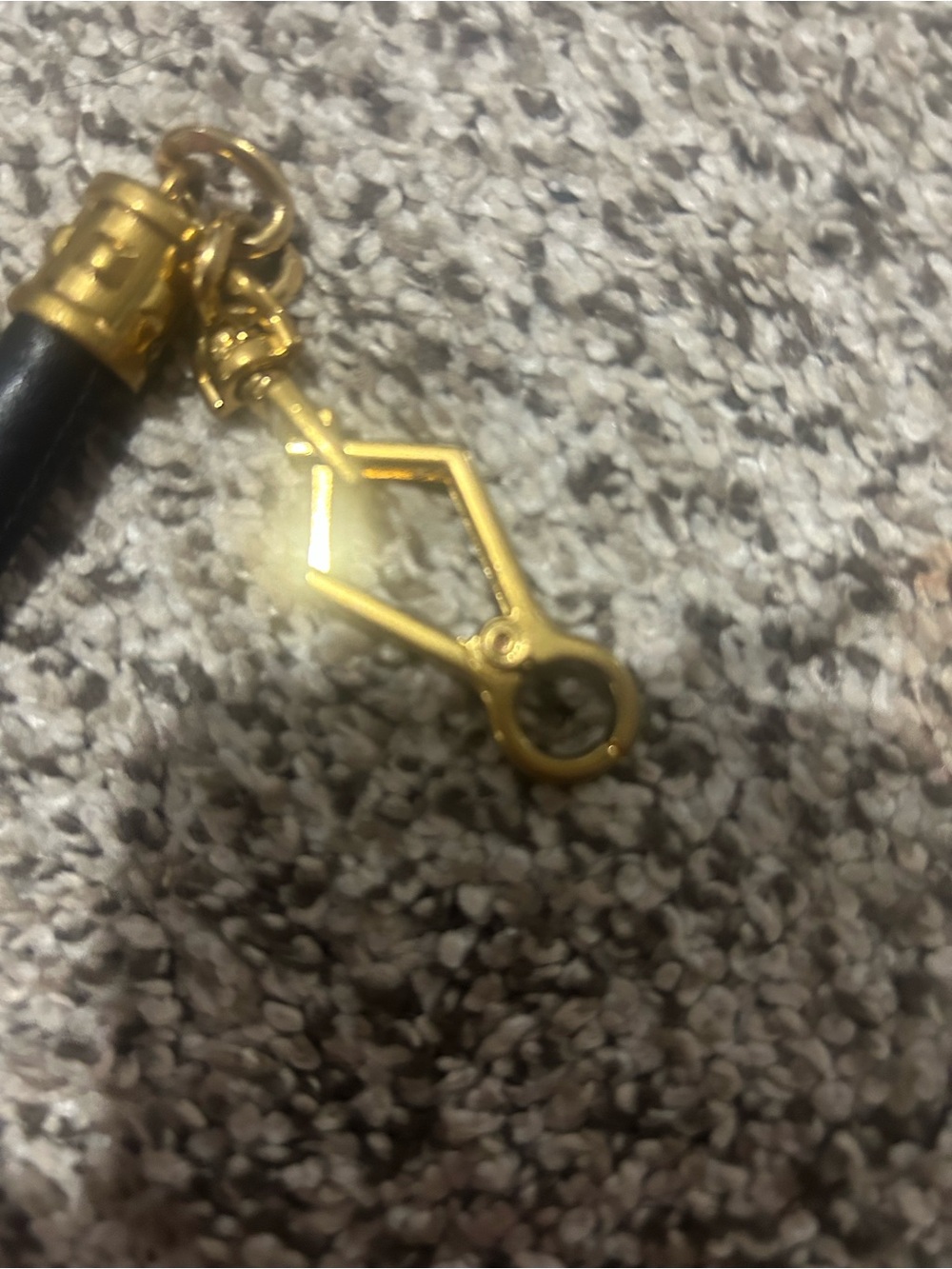 Black and Gold Leather-Trim Chain Strap - Picture 2 of 7